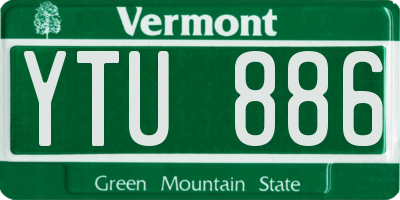 VT license plate YTU886
