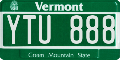 VT license plate YTU888