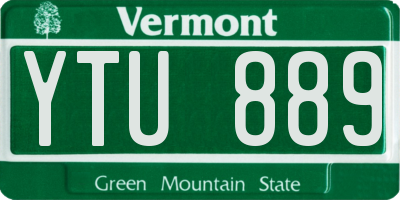 VT license plate YTU889