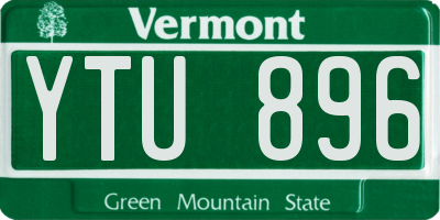 VT license plate YTU896