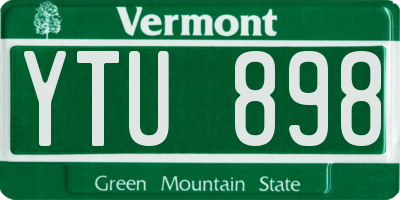 VT license plate YTU898