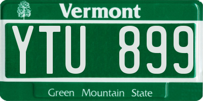 VT license plate YTU899
