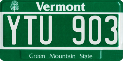 VT license plate YTU903