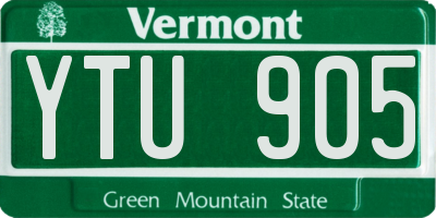 VT license plate YTU905