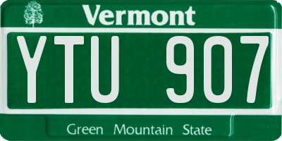 VT license plate YTU907