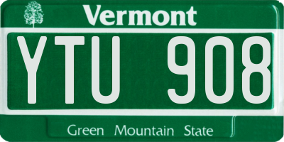 VT license plate YTU908