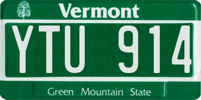 VT license plate YTU914