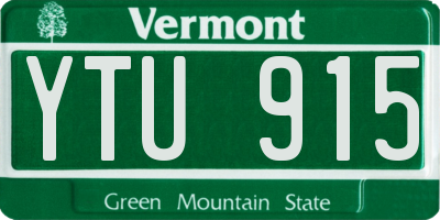 VT license plate YTU915