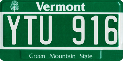 VT license plate YTU916