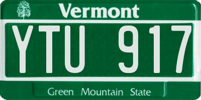 VT license plate YTU917