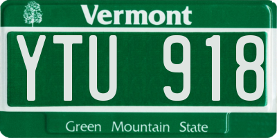 VT license plate YTU918