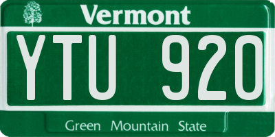 VT license plate YTU920