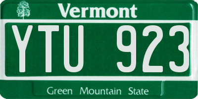 VT license plate YTU923