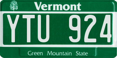 VT license plate YTU924