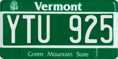 VT license plate YTU925