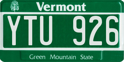VT license plate YTU926