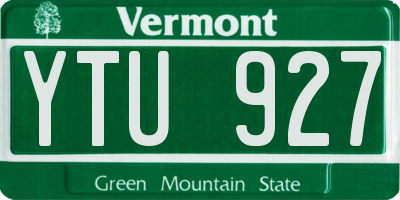 VT license plate YTU927