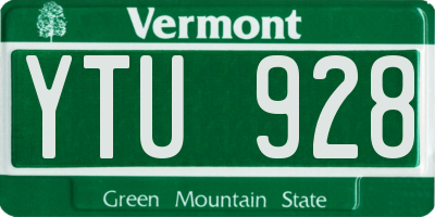 VT license plate YTU928
