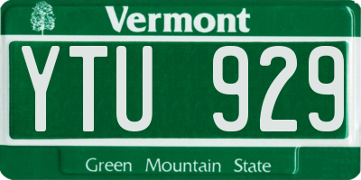 VT license plate YTU929