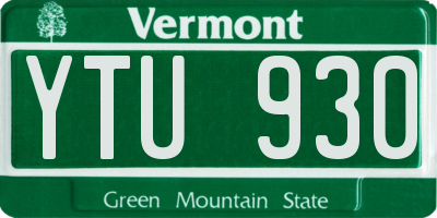 VT license plate YTU930