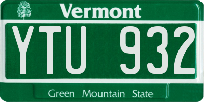 VT license plate YTU932