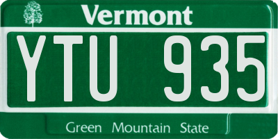 VT license plate YTU935