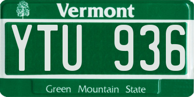 VT license plate YTU936