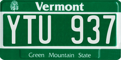 VT license plate YTU937