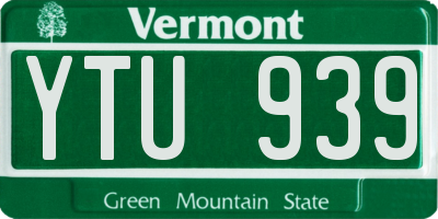 VT license plate YTU939