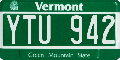 VT license plate YTU942