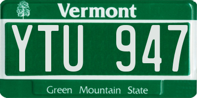 VT license plate YTU947