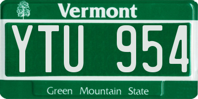 VT license plate YTU954