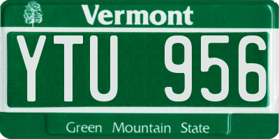 VT license plate YTU956