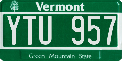 VT license plate YTU957