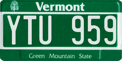 VT license plate YTU959