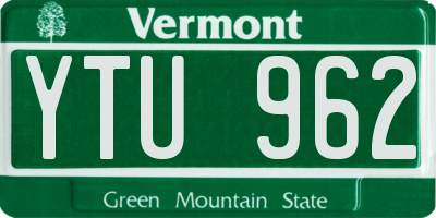 VT license plate YTU962