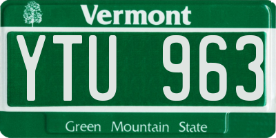 VT license plate YTU963