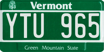 VT license plate YTU965