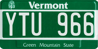 VT license plate YTU966