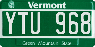 VT license plate YTU968