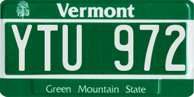 VT license plate YTU972