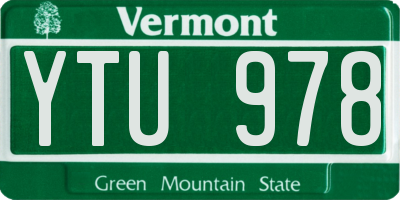 VT license plate YTU978