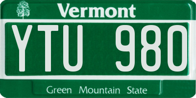 VT license plate YTU980