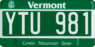 VT license plate YTU981