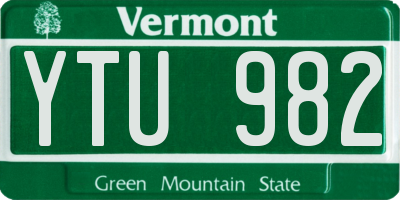 VT license plate YTU982