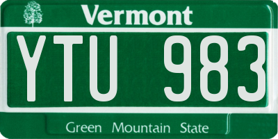 VT license plate YTU983