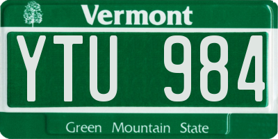 VT license plate YTU984
