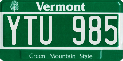 VT license plate YTU985