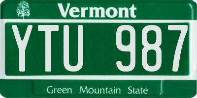 VT license plate YTU987
