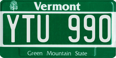 VT license plate YTU990